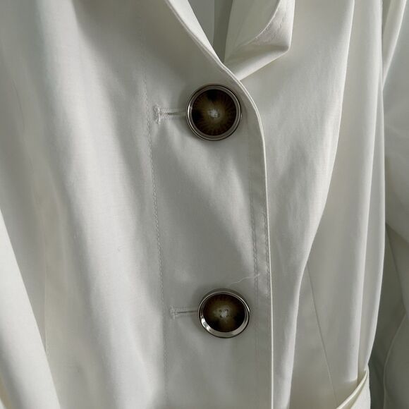 MICHAEL Michael Kors Womens White Double-Breasted Button Belted Trench Coat Med - Picture 5 of 15
